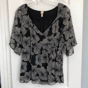 Black & Cream Sheer Top